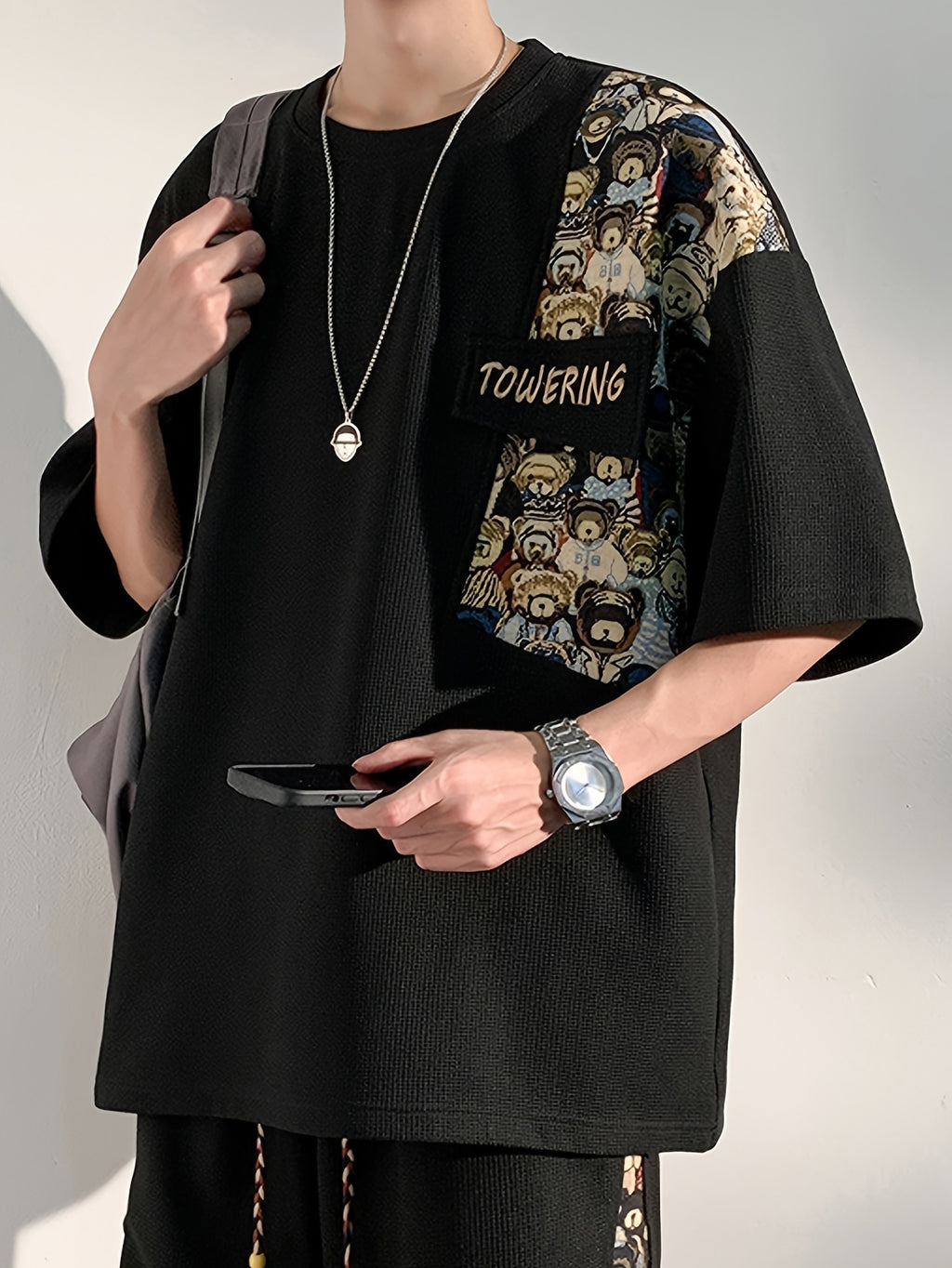 Casual T-Shirt Summer Casual Men's T-Shirt | Loose Fit Short Sleeve Tee with Embroidered \