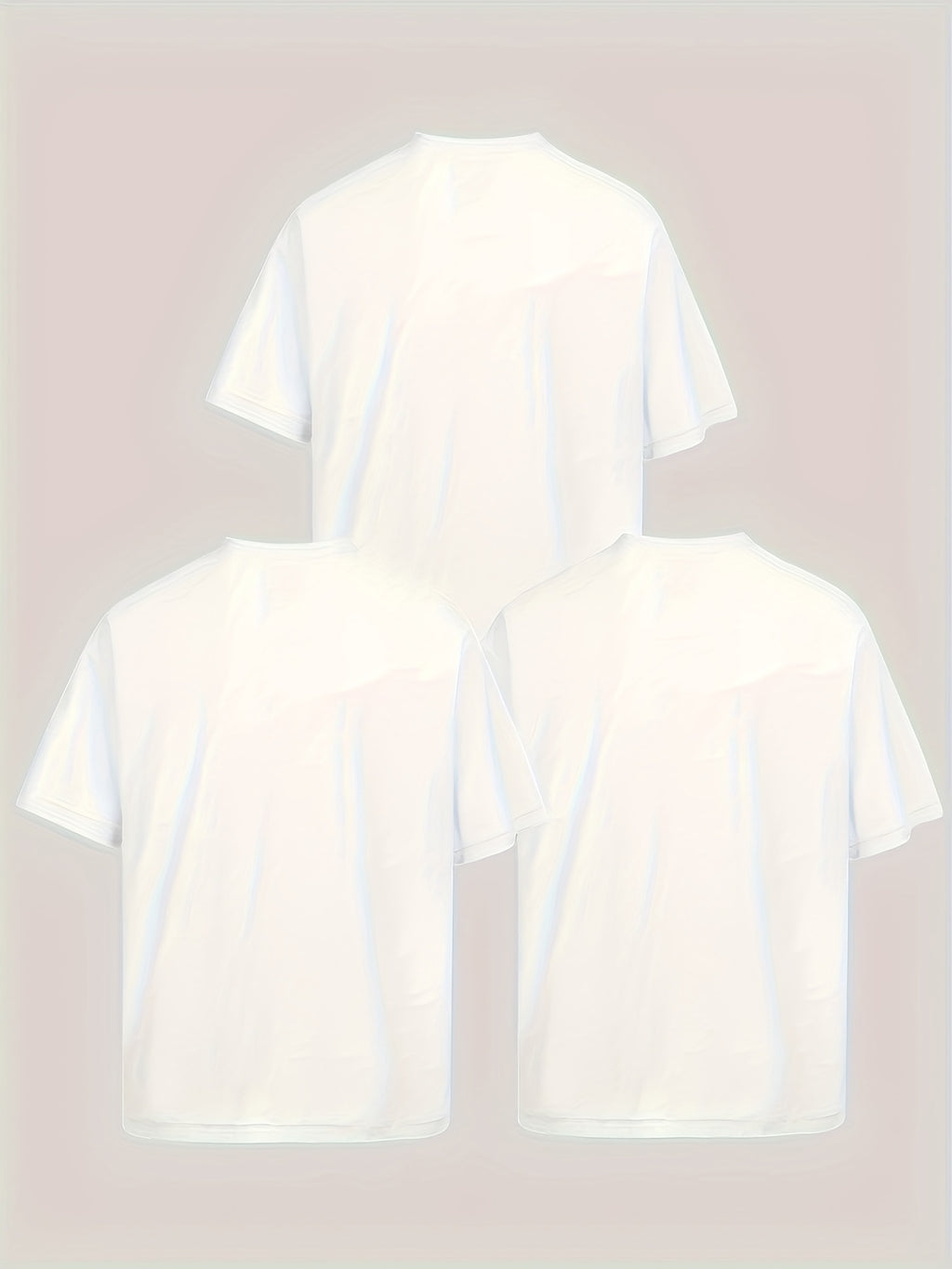 3pcs Stylish T-shirt Set with Los & Milan Art Monogram Print - Relaxed, Breathable Polyester Blend, Machine Washable - Perfect for Summer