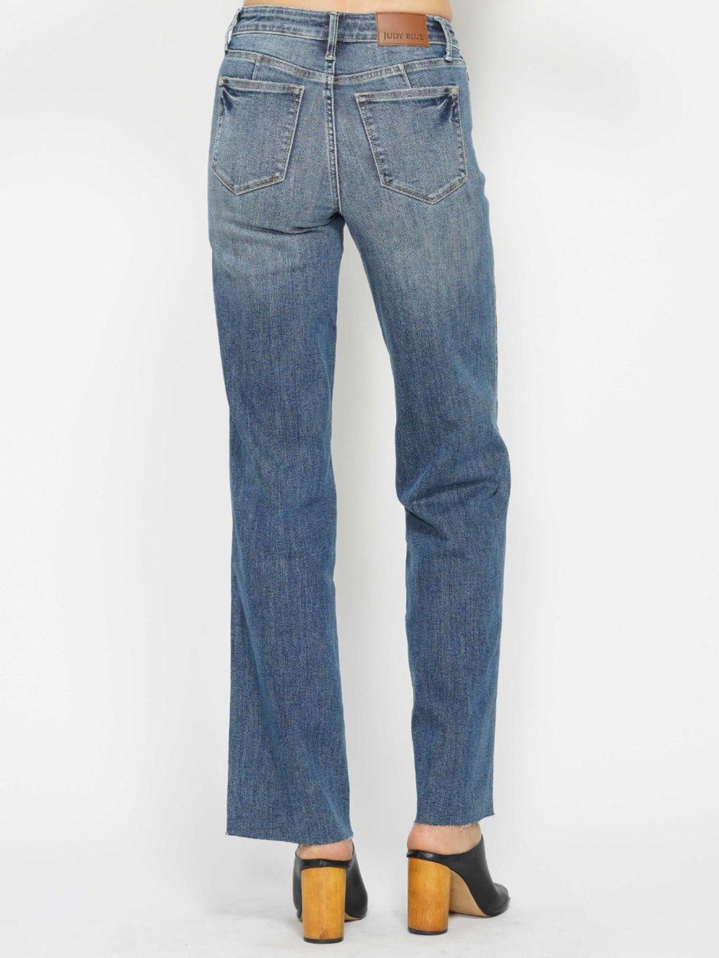 Judy-B Women's High-Waisted Bootcut Jeans in Light Blue Denim with Full Length, Button and Zipper Closure, Slim Fit, Classic Style for Everyday Casual Wear