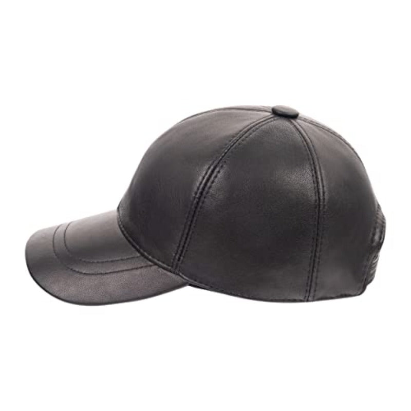Genuine Leather Unisex Baseball Cap - 100% Sheep Leather Mens and Womens Baseball Cap with Adjustable Back Strap