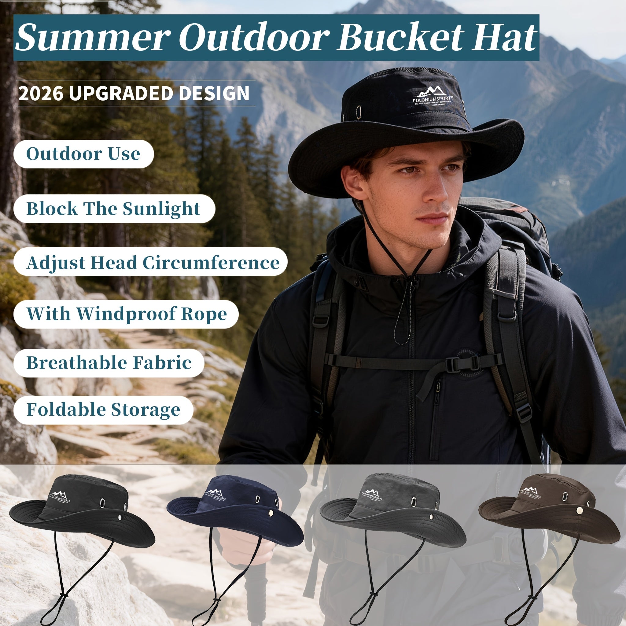 Men'S Printed Wide-Brim Breathable Hat, a Fisherman'S Cap for Summer Outdoor Activities, Hiking, Fishing, And Sun Protection