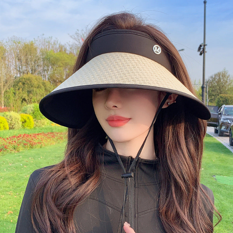 New Spring and summer Women's wide-brimmed open-top hat, a versatile face cover outdoor cycling
