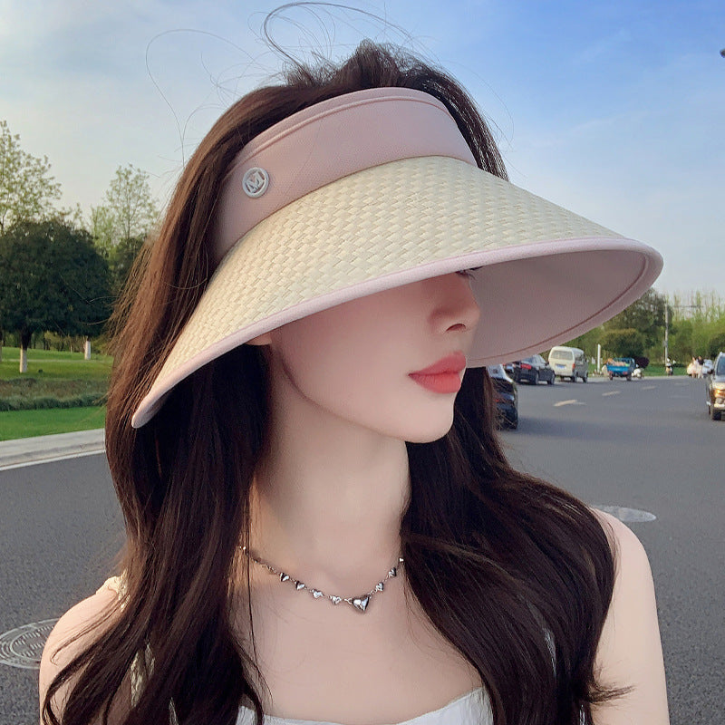New Spring and summer Women's wide-brimmed open-top hat, a versatile face cover outdoor cycling