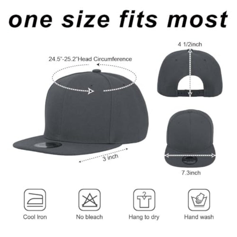 ZH Plain Flat Brim Snapback Baseball Caps Adjustable Blank Baseball Caps Wholesale 12 Pack