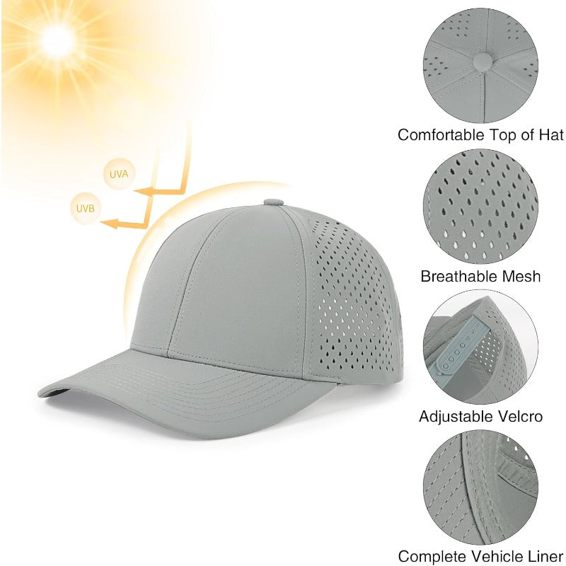 Fast-Drying Baseball Cap with Curved Brim, Snapback Design, Laser-Cut Mesh, Suitable for Golf, for Both Men And Women