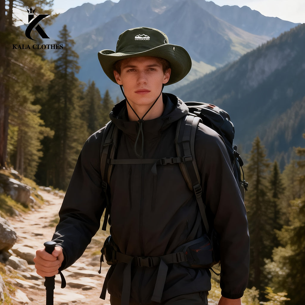 Men's Fisherman Hat for Spring\u002FSummer Outdoor Mountaineering and Fishing, Wide Brim Hat