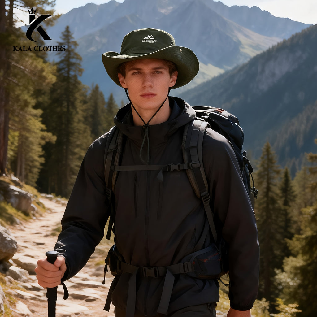 Men'S Printed Wide-Brim Breathable Hat, a Fisherman'S Cap for Summer Outdoor Activities, Hiking, Fishing, And Sun Protection