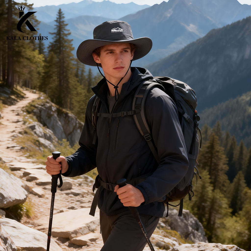 Men's Fisherman Hat for Spring\u002FSummer Outdoor Mountaineering and Fishing, Wide Brim Hat