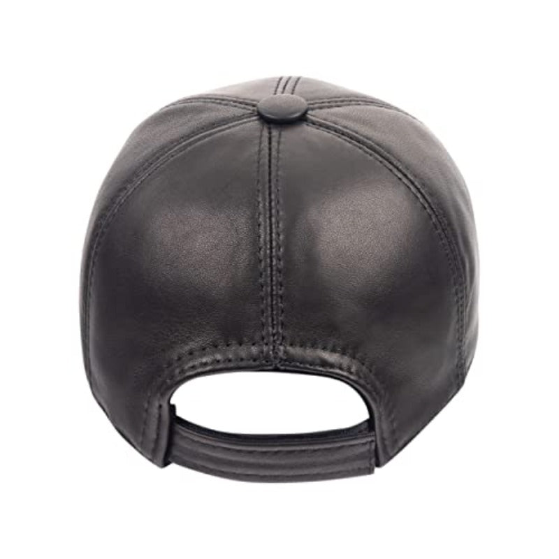 Genuine Leather Unisex Baseball Cap - 100% Sheep Leather Mens and Womens Baseball Cap with Adjustable Back Strap