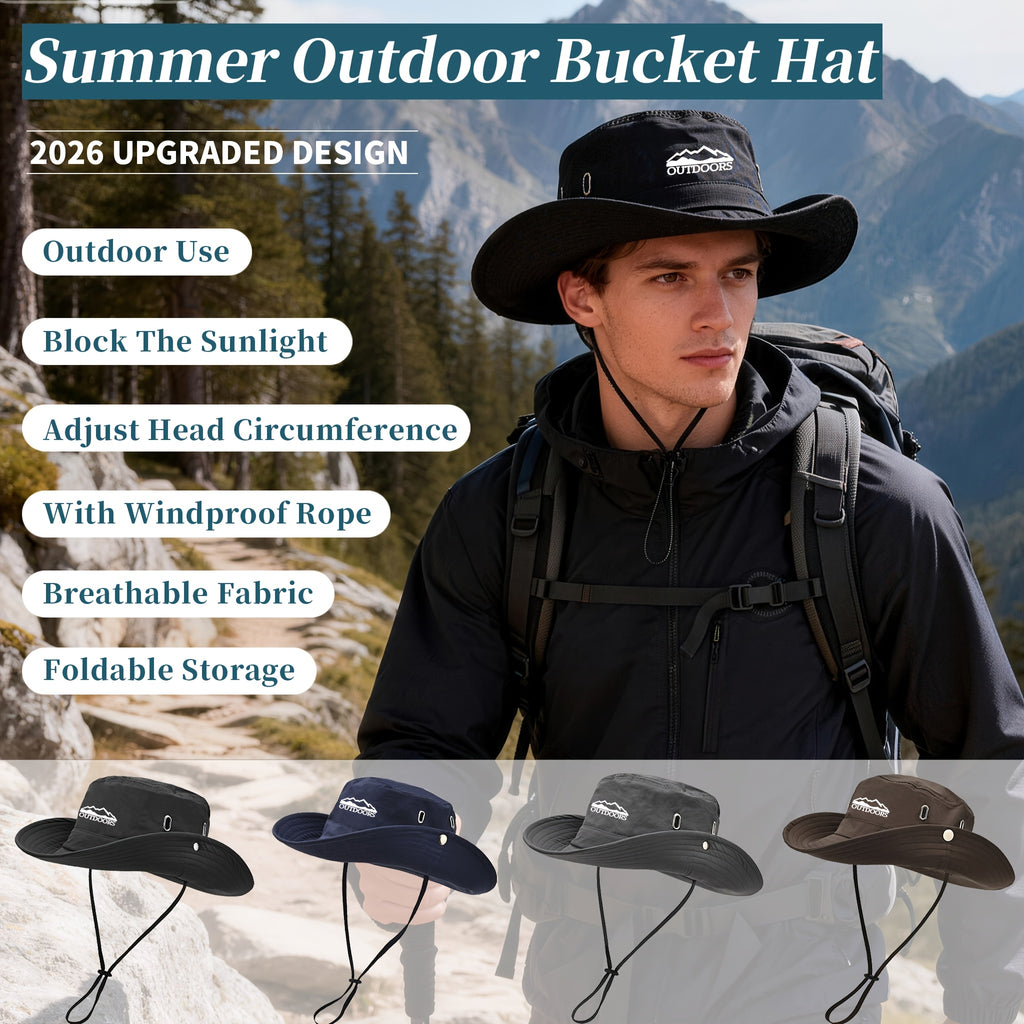 Men's Fisherman Hat for Spring\u002FSummer Outdoor Mountaineering and Fishing, Wide Brim Hat